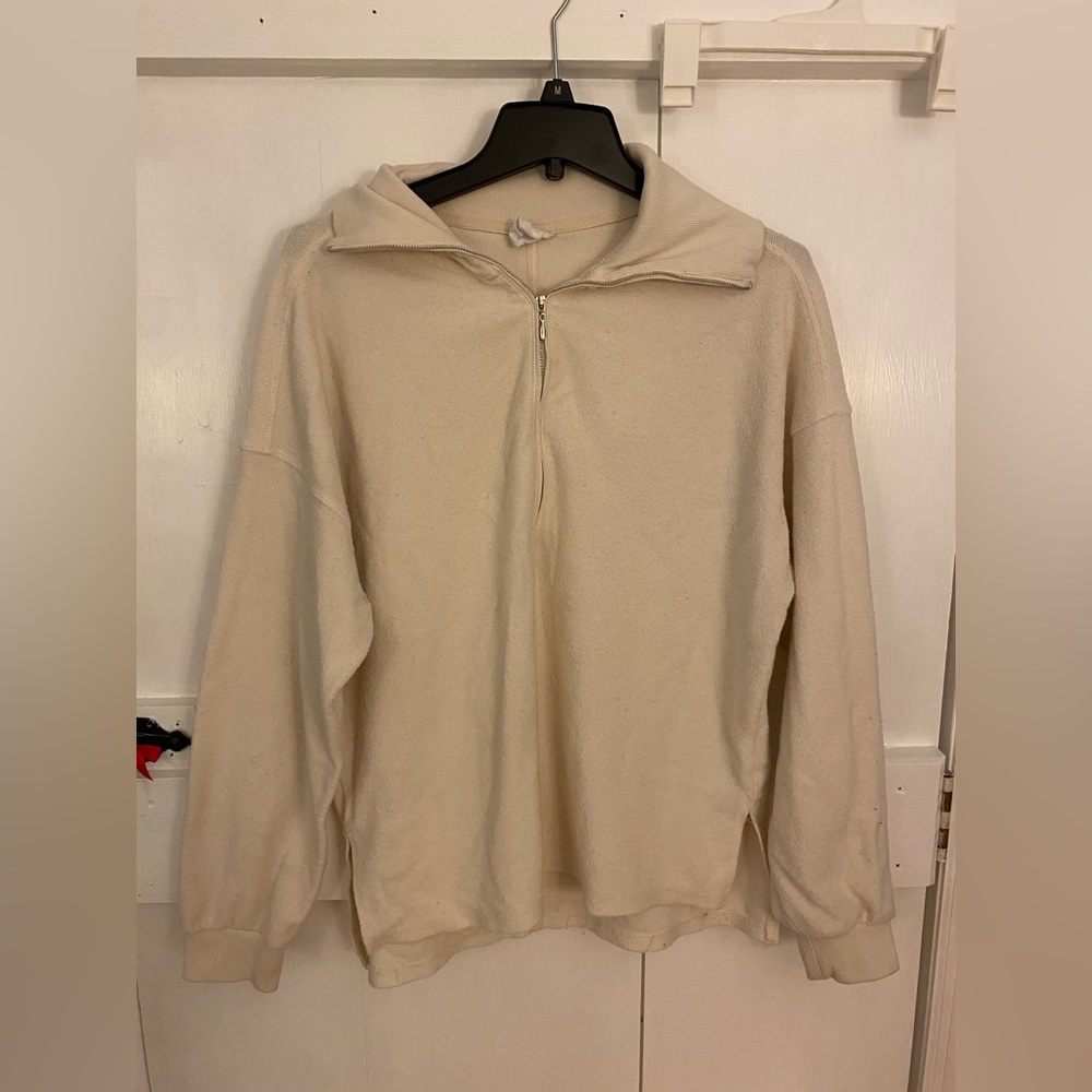 Sage Collective White Quarter Zip Sweater